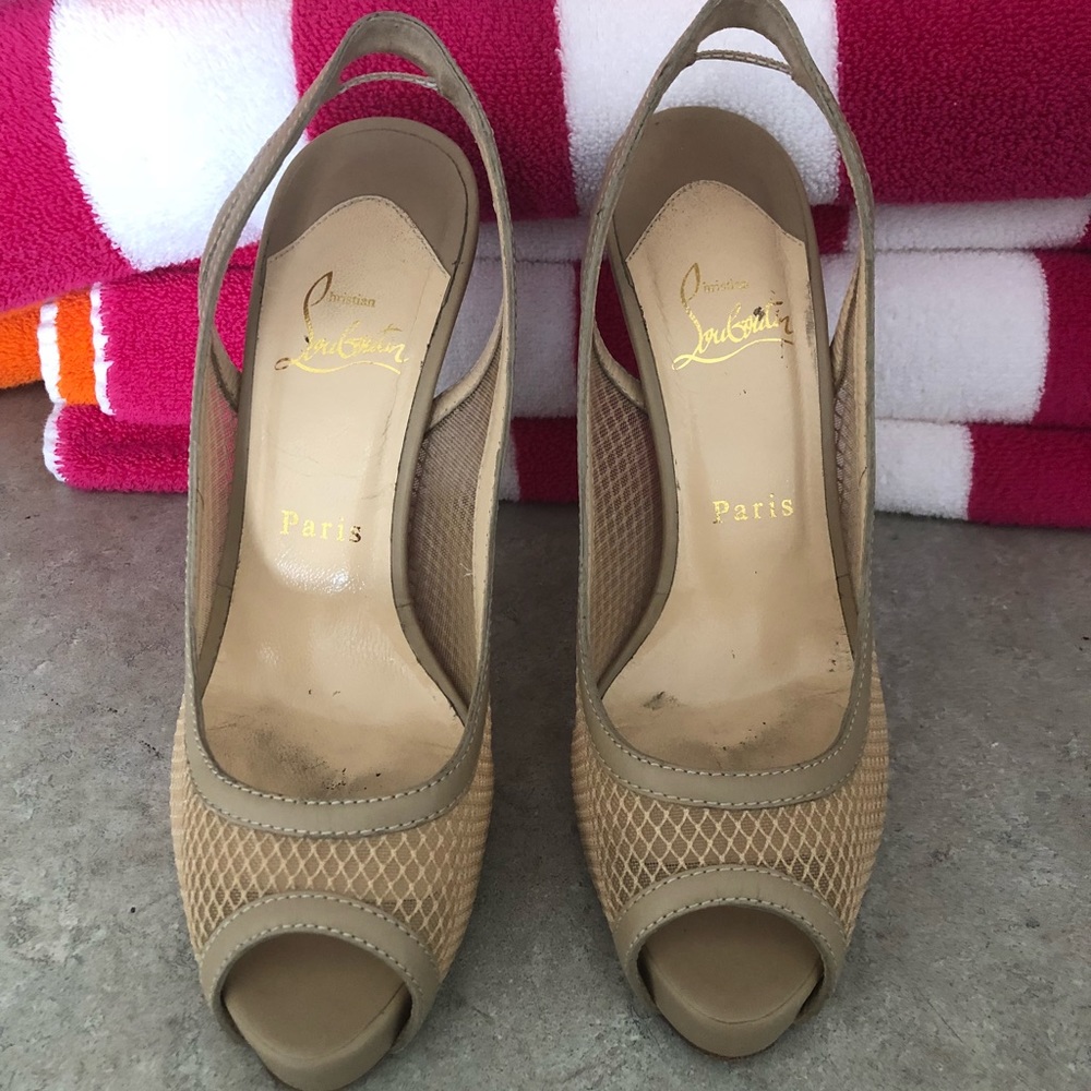 Christian Louboutin Nude Fishnet Heels Size 38 / 8